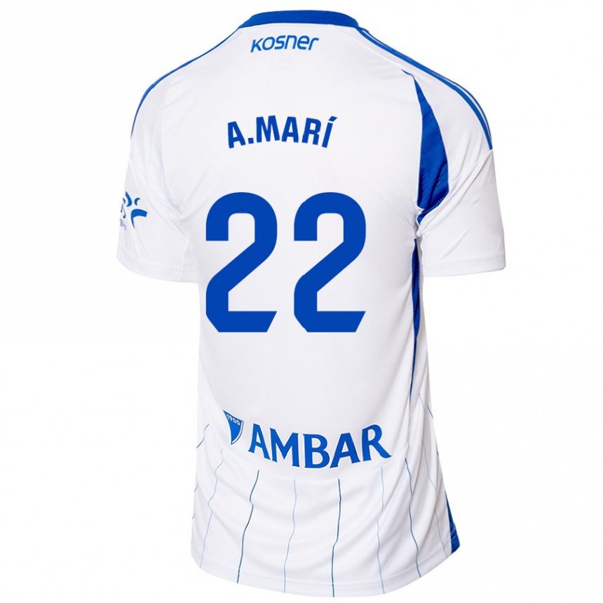 Niño Fútbol Camiseta Alberto Marí #22 Rojo Blanco 1ª Equipación 2024/25