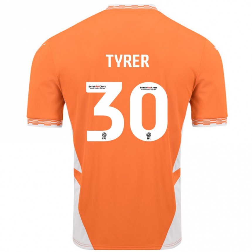 Niño Fútbol Camiseta Harry Tyrer #30 Naranja Blanco 1ª Equipación 2024/25