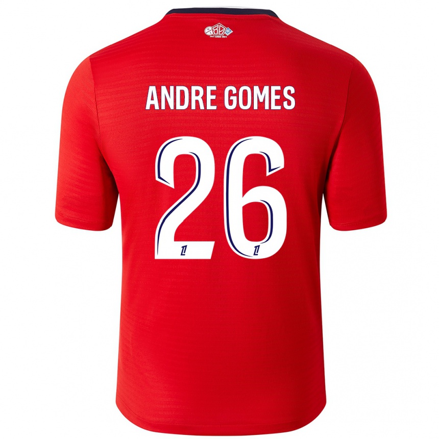 Niño Fútbol Camiseta André Gomes #26 Rojo Blanco 1ª Equipación 2024/25