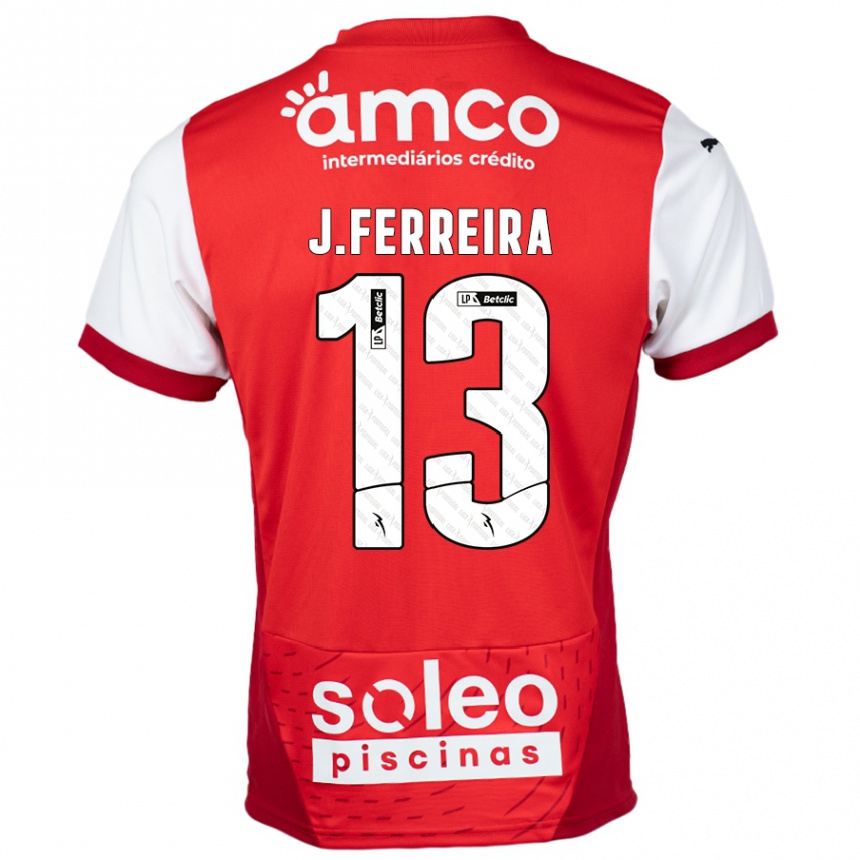 Niño Fútbol Camiseta João Ferreira #13 Rojo Blanco 1ª Equipación 2024/25