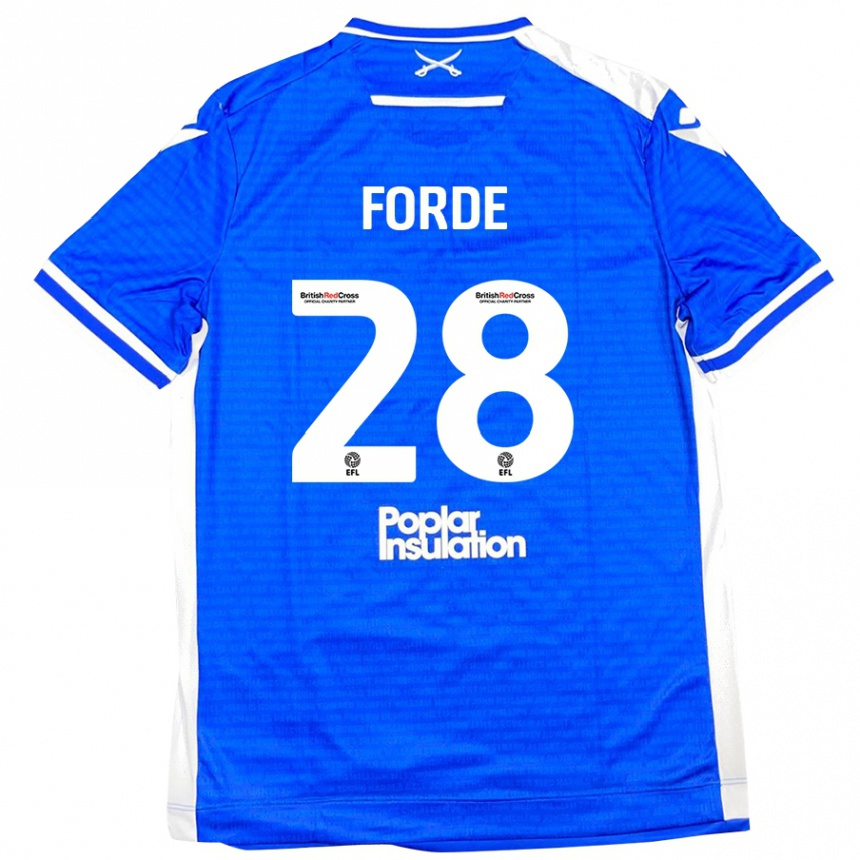 Niño Fútbol Camiseta Shaqai Forde #28 Azul Blanco 1ª Equipación 2024/25