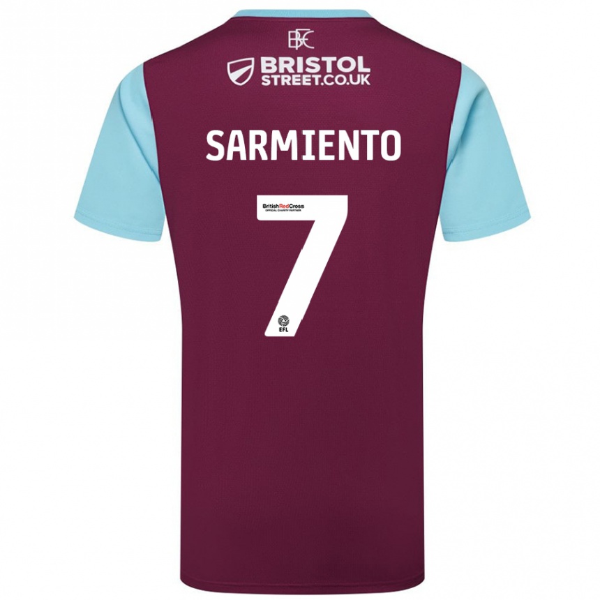 Niño Fútbol Camiseta Jeremy Sarmiento #7 Borgoña Azul Cielo 1ª Equipación 2024/25