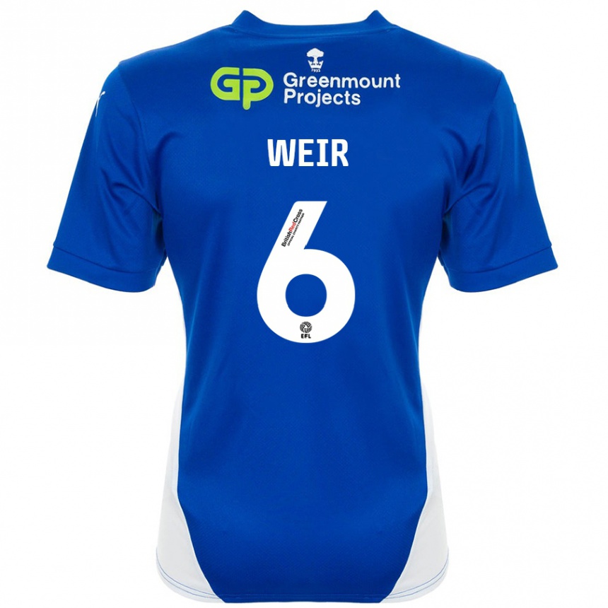 Niño Fútbol Camiseta Jensen Weir #6 Azul Blanco 1ª Equipación 2024/25