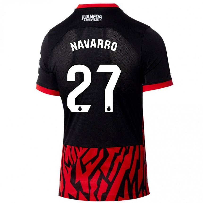 Niño Fútbol Camiseta Robert Navarro #27 Negro Rojo 1ª Equipación 2024/25