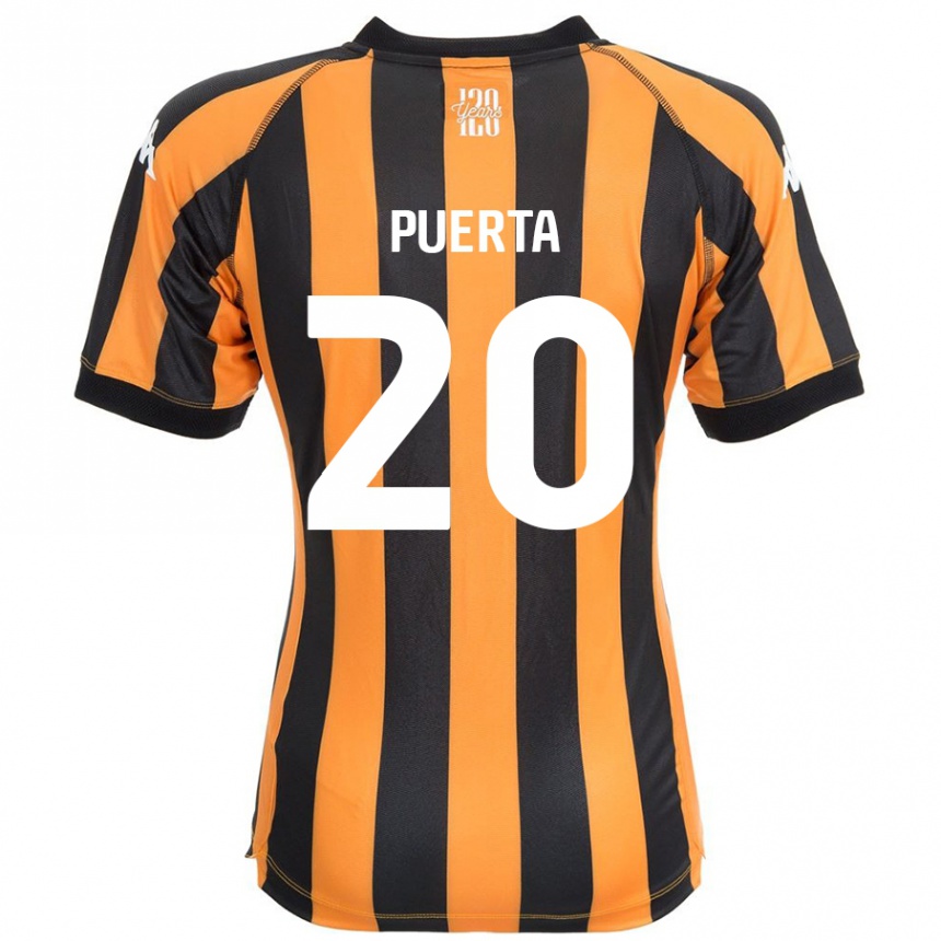 Niño Fútbol Camiseta Gustavo Puerta #20 Negro Ámbar 1ª Equipación 2024/25