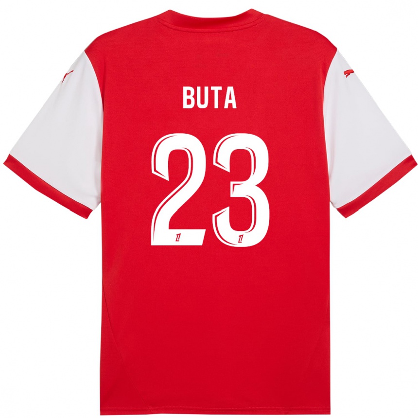 Niño Fútbol Camiseta Aurélio Buta #23 Rojo Blanco 1ª Equipación 2024/25