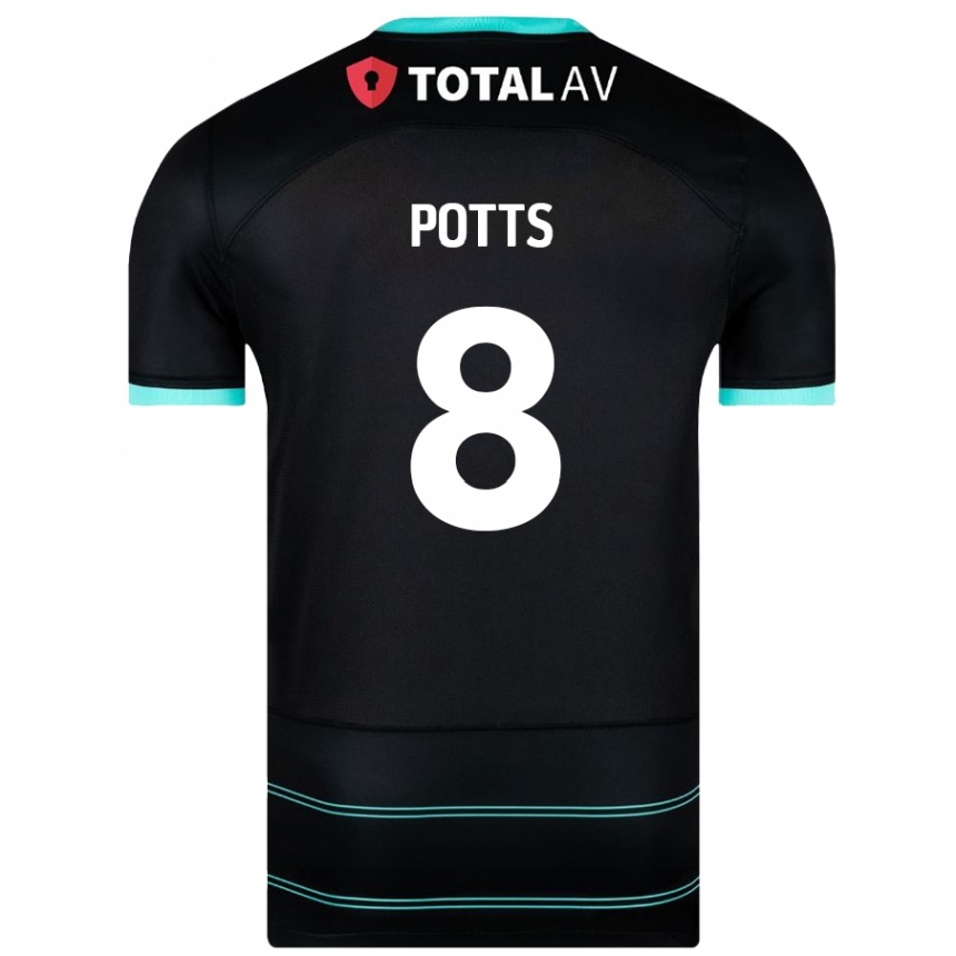 Niño Fútbol Camiseta Freddie Potts #8 Negro 2ª Equipación 2024/25