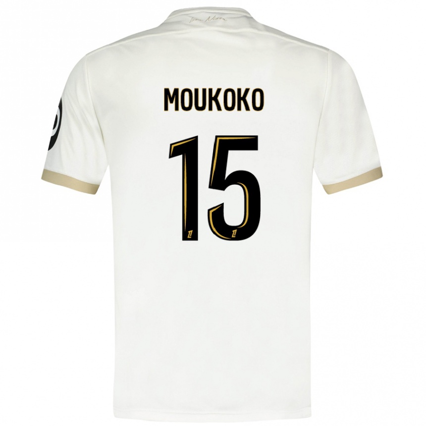 Niño Fútbol Camiseta Youssoufa Moukoko #15 Blanco Dorado 2ª Equipación 2024/25