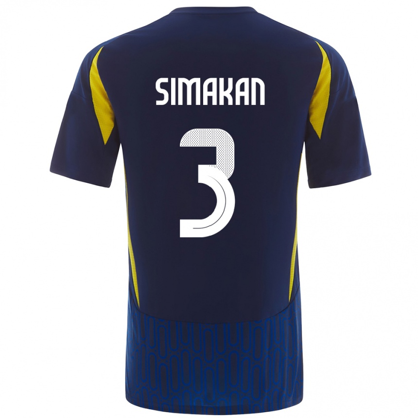 Niño Fútbol Camiseta Mohamed Simakan #3 Azul Amarillo 2ª Equipación 2024/25