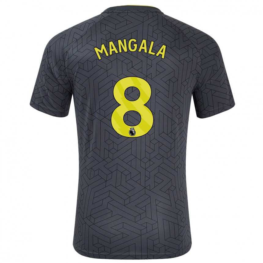 Niño Fútbol Camiseta Orel Mangala #8 Negro Amarillo 2ª Equipación 2024/25