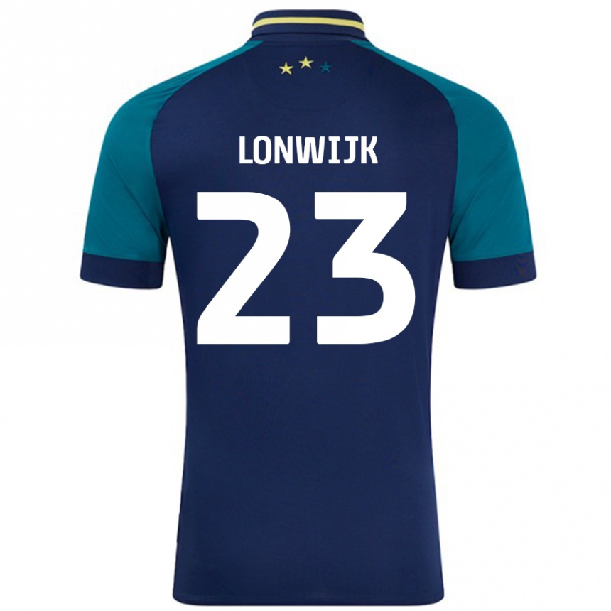 Niño Fútbol Camiseta Nigel Lonwijk #23 Azul Marino Verde Oscuro 2ª Equipación 2024/25