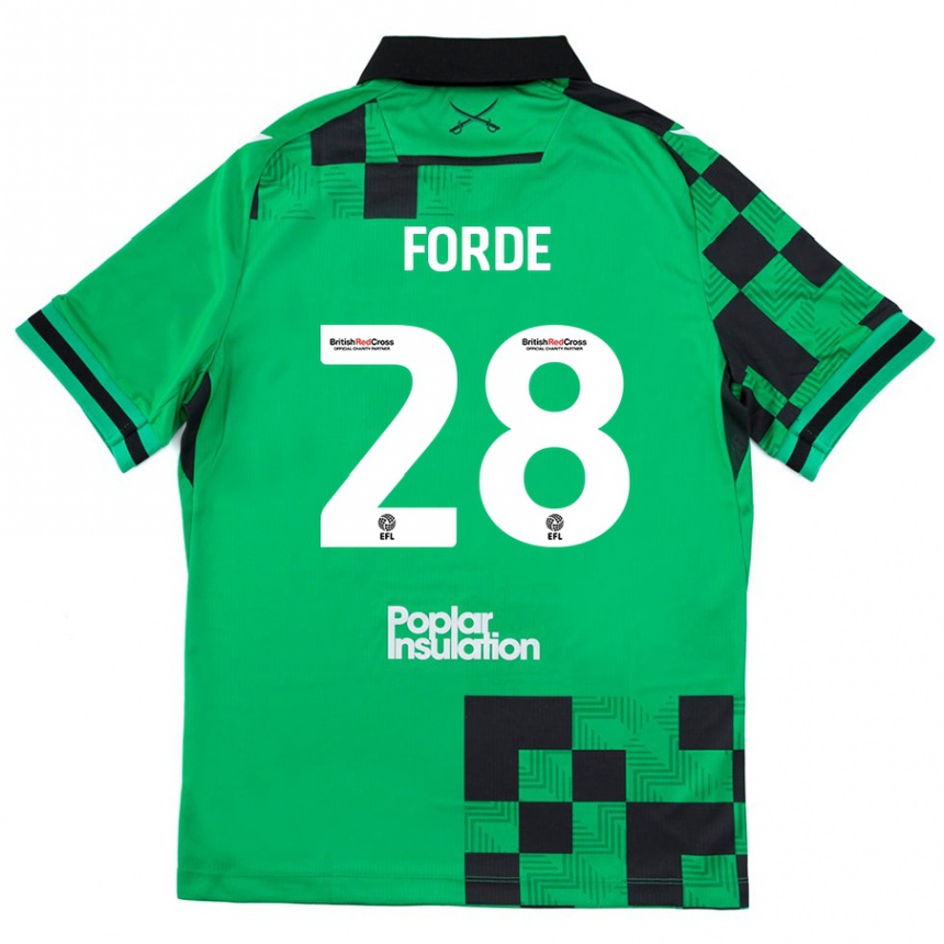 Niño Fútbol Camiseta Shaqai Forde #28 Verde Negro 2ª Equipación 2024/25