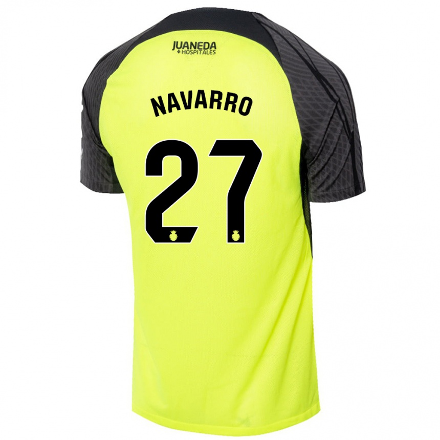 Niño Fútbol Camiseta Robert Navarro #27 Verde Fluorescente Negro 2ª Equipación 2024/25