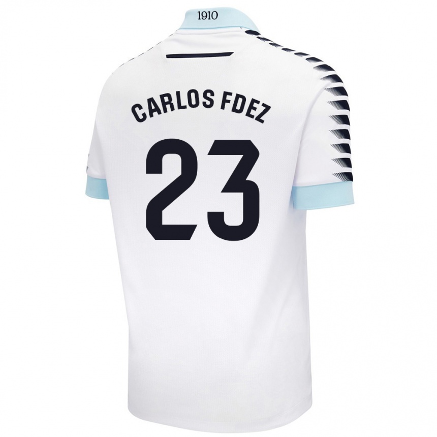 Niño Fútbol Camiseta Carlos Fernández #23 Blanco Azul 2ª Equipación 2024/25