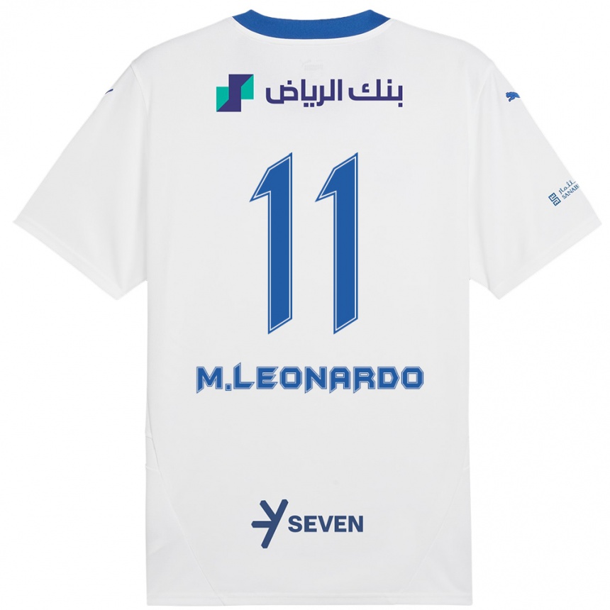 Niño Fútbol Camiseta Marcos Leonardo #11 Blanco Azul 2ª Equipación 2024/25