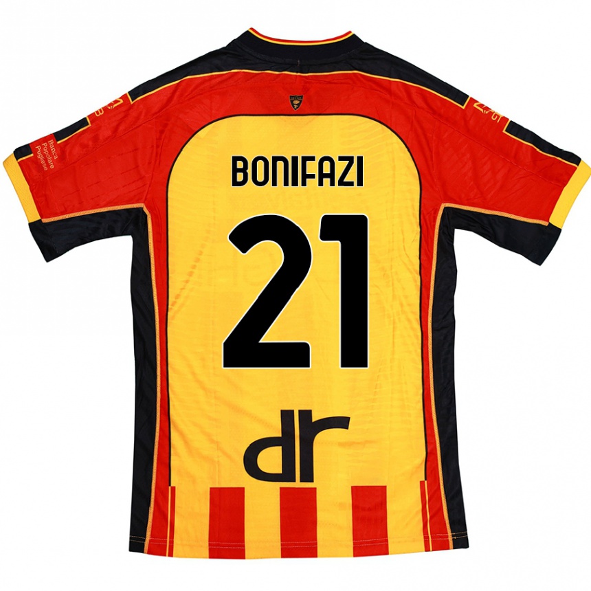 Niño Fútbol Camiseta Kevin Bonifazi #21 Amarillo Rojo 1ª Equipación 2024/25