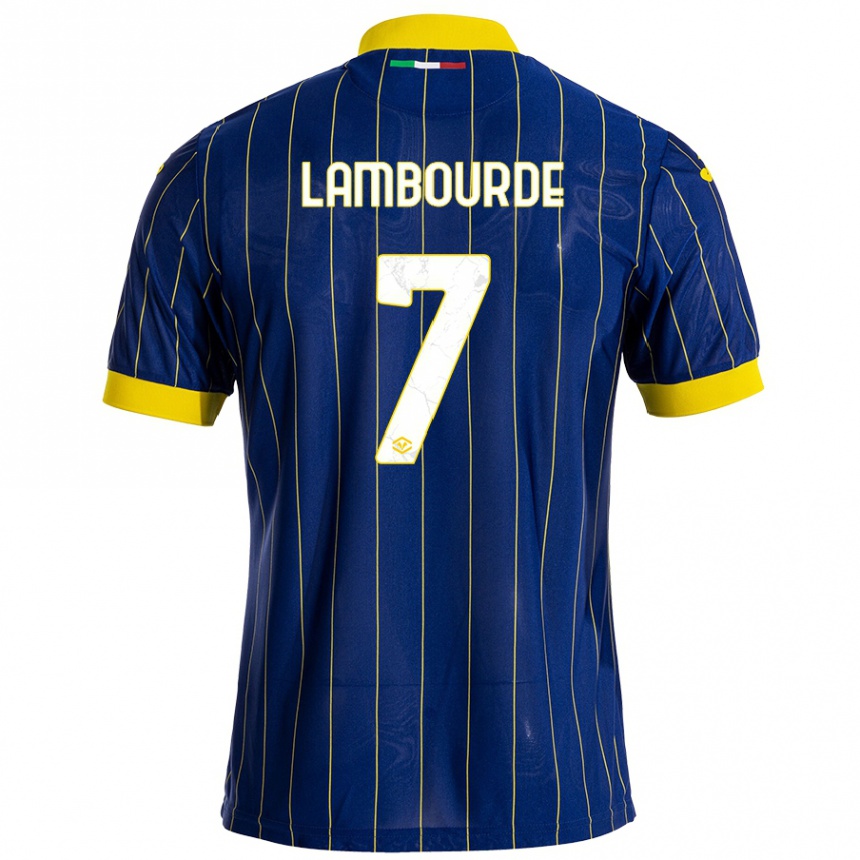 Niño Fútbol Camiseta Mathis Lambourde #7 Azul Amarillo 1ª Equipación 2024/25