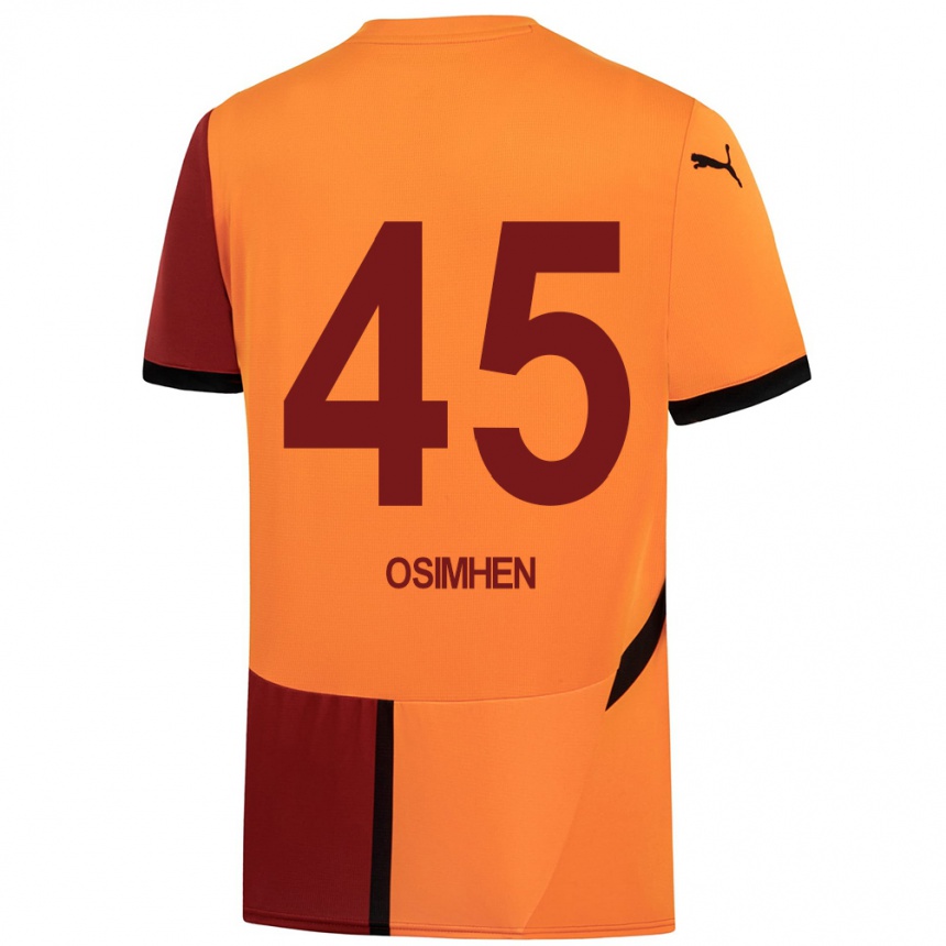 Niño Fútbol Camiseta Victor Osimhen #45 Amarillo Rojo 1ª Equipación 2024/25