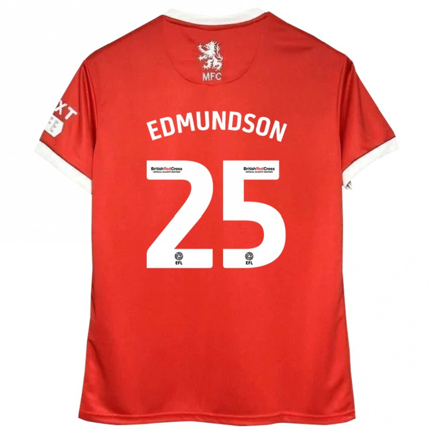 Niño Fútbol Camiseta George Edmundson #25 Rojo Blanco 1ª Equipación 2024/25