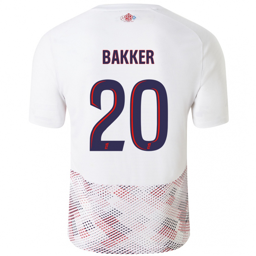 Niño Fútbol Camiseta Mitchel Bakker #20 Blanco Azul Real 2ª Equipación 2024/25