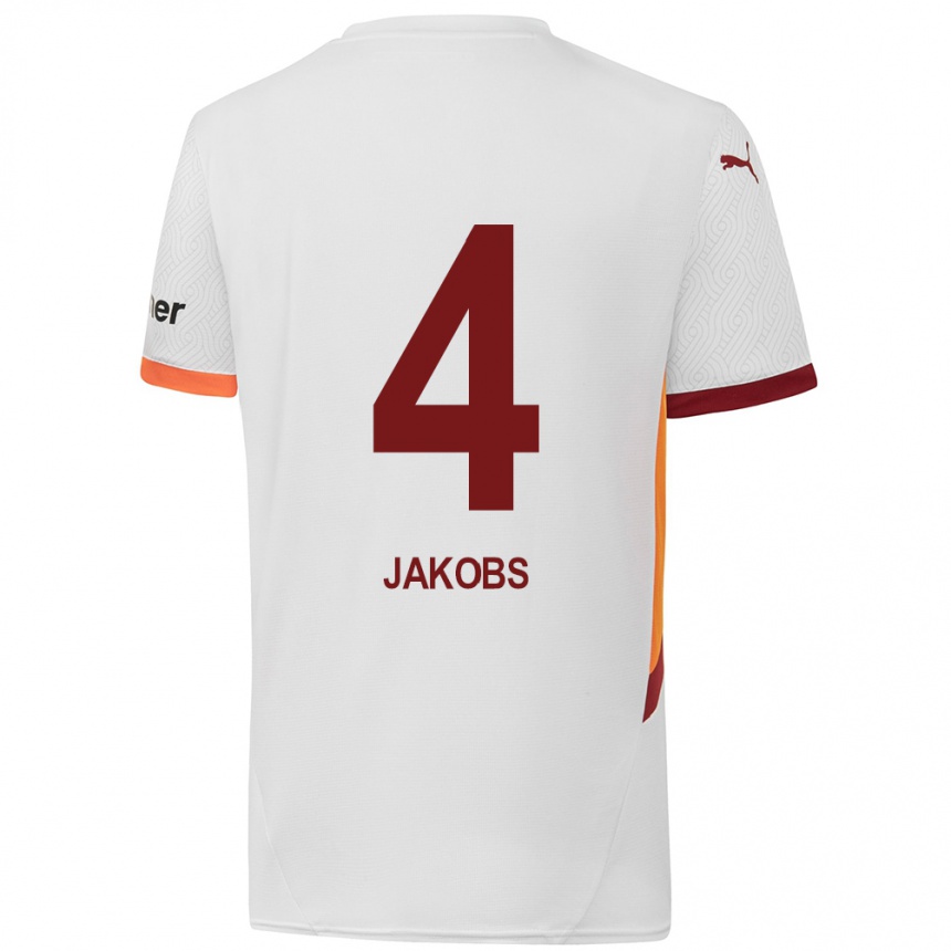 Niño Fútbol Camiseta Ismail Jakobs #4 Blanco Amarillo Rojo 2ª Equipación 2024/25