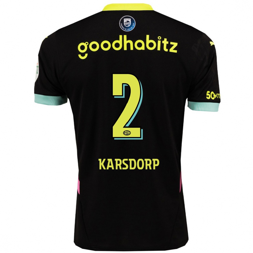 Niño Fútbol Camiseta Rick Karsdorp #2 Negro Amarillo 2ª Equipación 2024/25