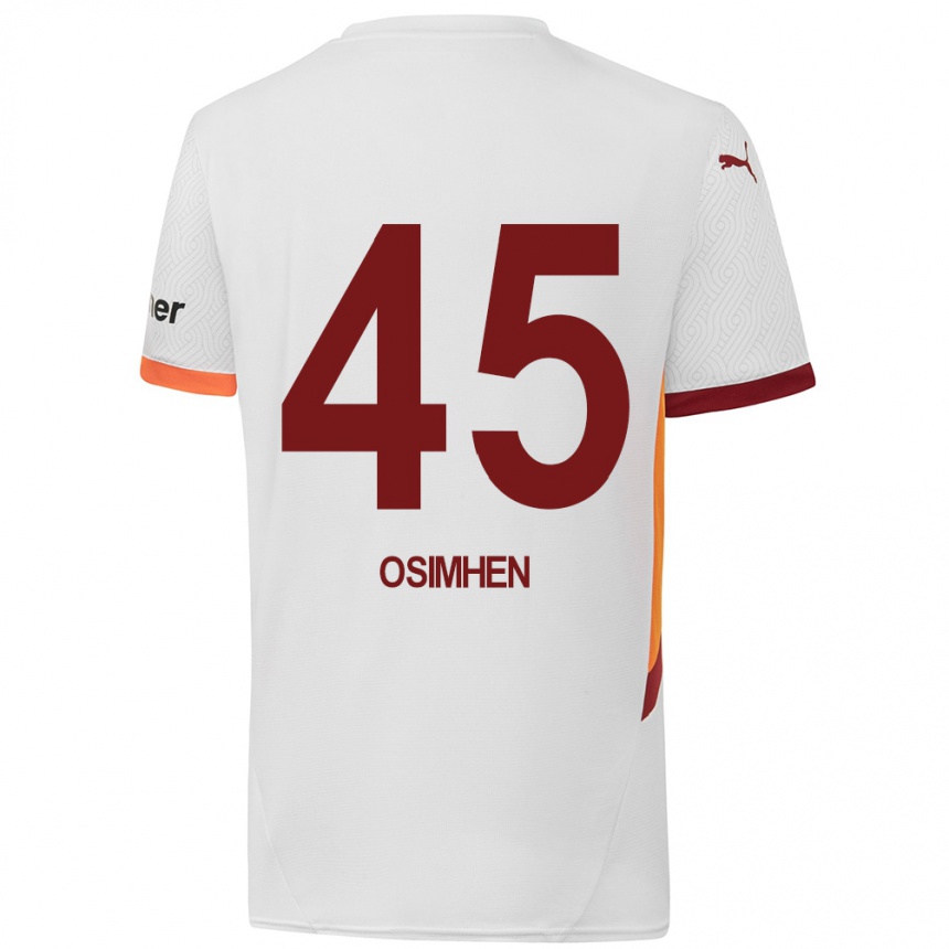 Niño Fútbol Camiseta Victor Osimhen #45 Blanco Amarillo Rojo 2ª Equipación 2024/25