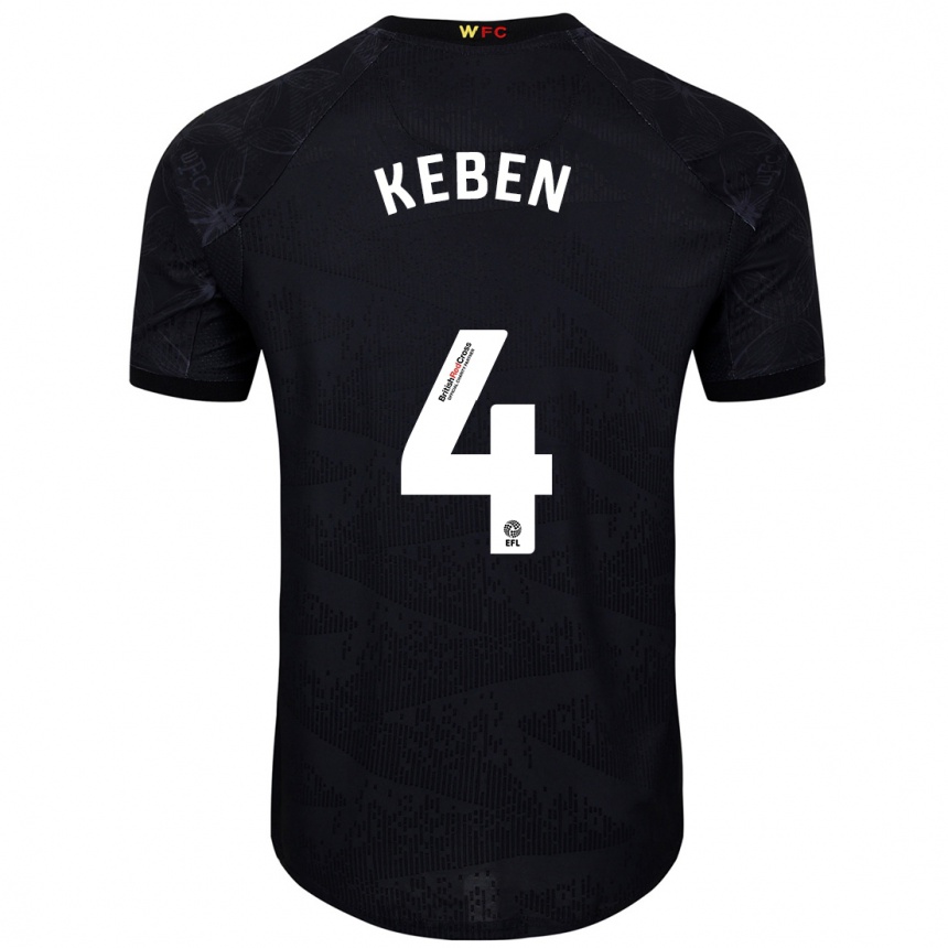 Niño Fútbol Camiseta Kévin Keben #4 Negro Blanco 2ª Equipación 2024/25