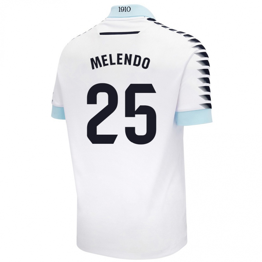 Niño Fútbol Camiseta Óscar Melendo #25 Blanco Azul 2ª Equipación 2024/25