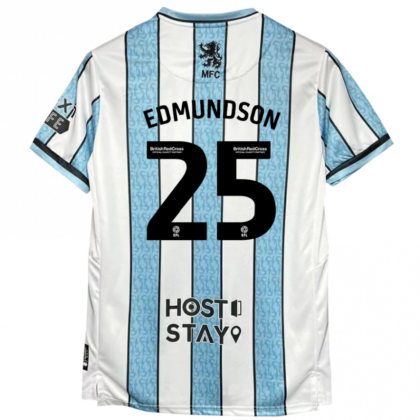 Niño Fútbol Camiseta George Edmundson #25 Blanco Azul 2ª Equipación 2024/25