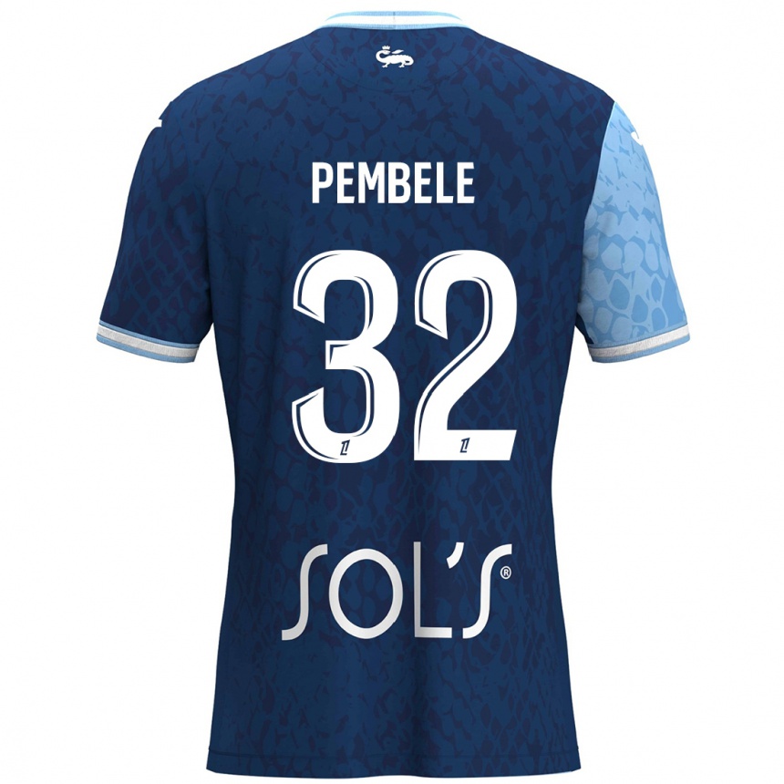 Niño Fútbol Camiseta Timothée Pembélé #32 Azul Cielo Azul Oscuro 1ª Equipación 2024/25