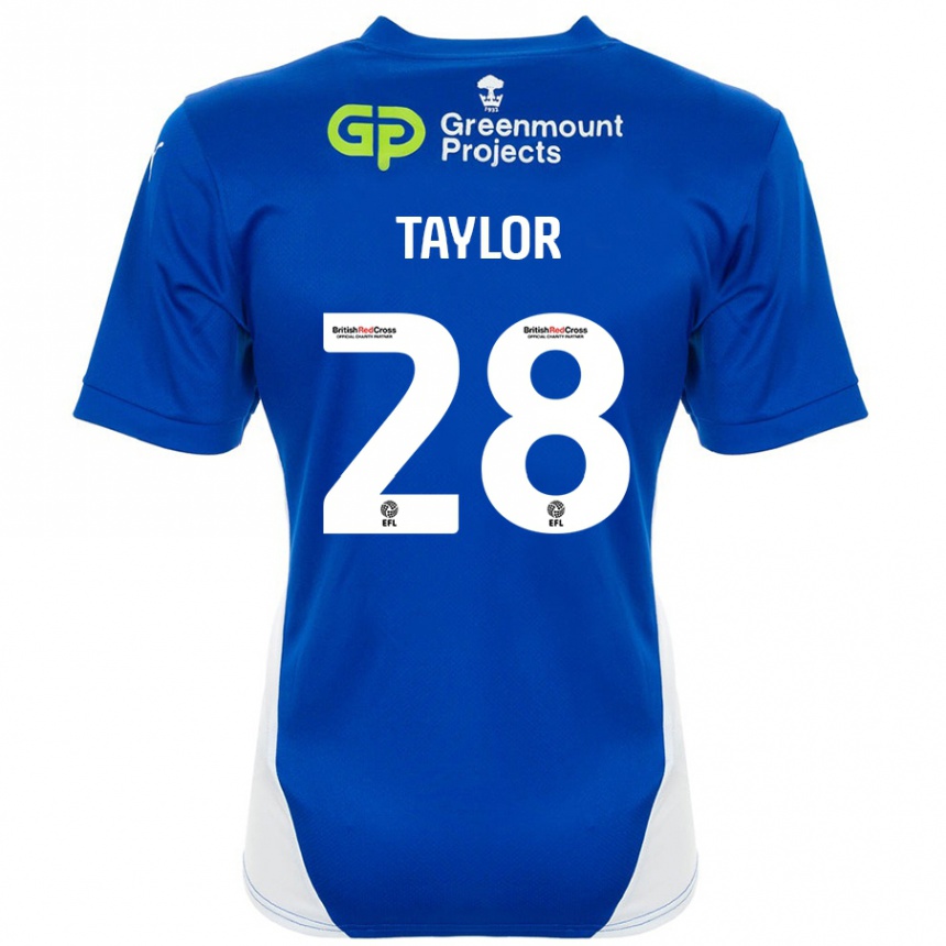 Niño Fútbol Camiseta Dale Taylor #28 Azul Blanco 1ª Equipación 2024/25