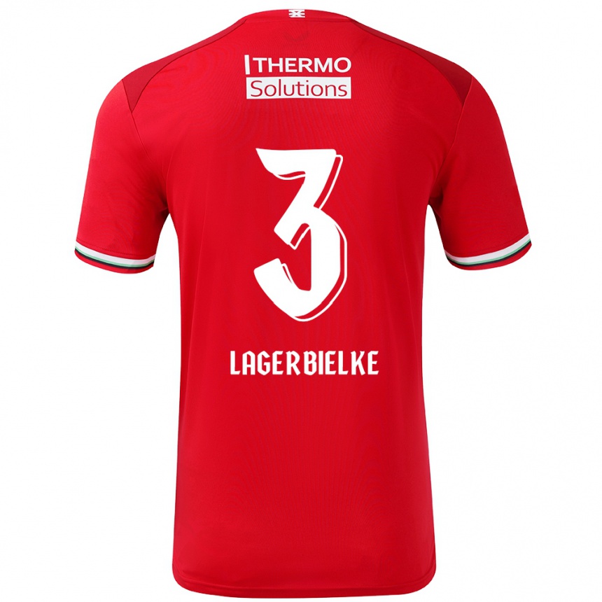 Niño Fútbol Camiseta Gustaf Lagerbielke #3 Rojo Blanco 1ª Equipación 2024/25