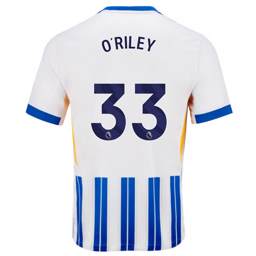 Niño Fútbol Camiseta Matt O'riley #33 Blanco Azul Rayas 1ª Equipación 2024/25