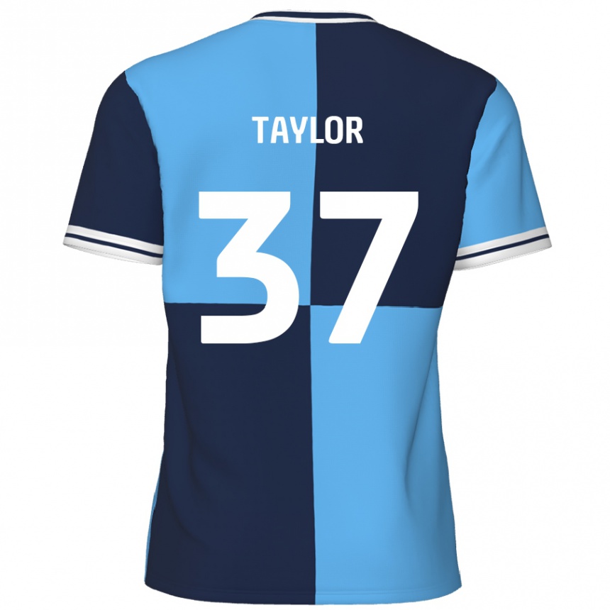 Niño Fútbol Camiseta Caleb Taylor #37 Azul Cielo Azul Oscuro 1ª Equipación 2024/25