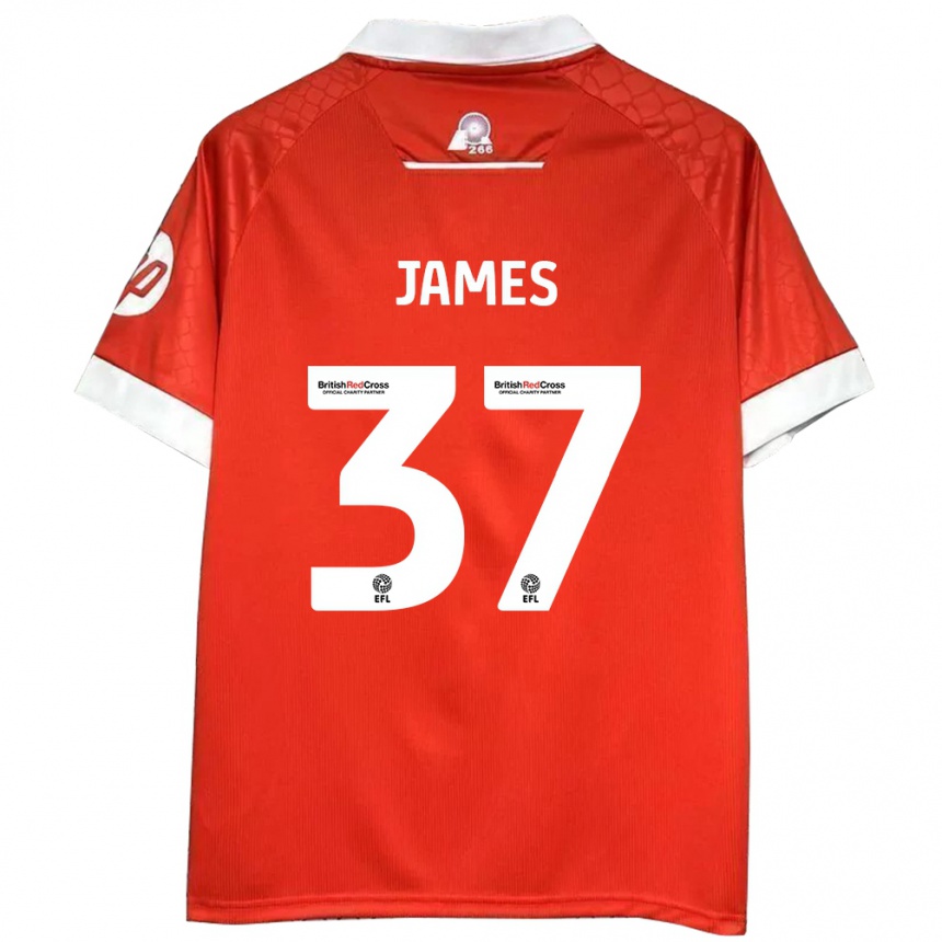 Niño Fútbol Camiseta Matty James #37 Rojo Blanco 1ª Equipación 2024/25