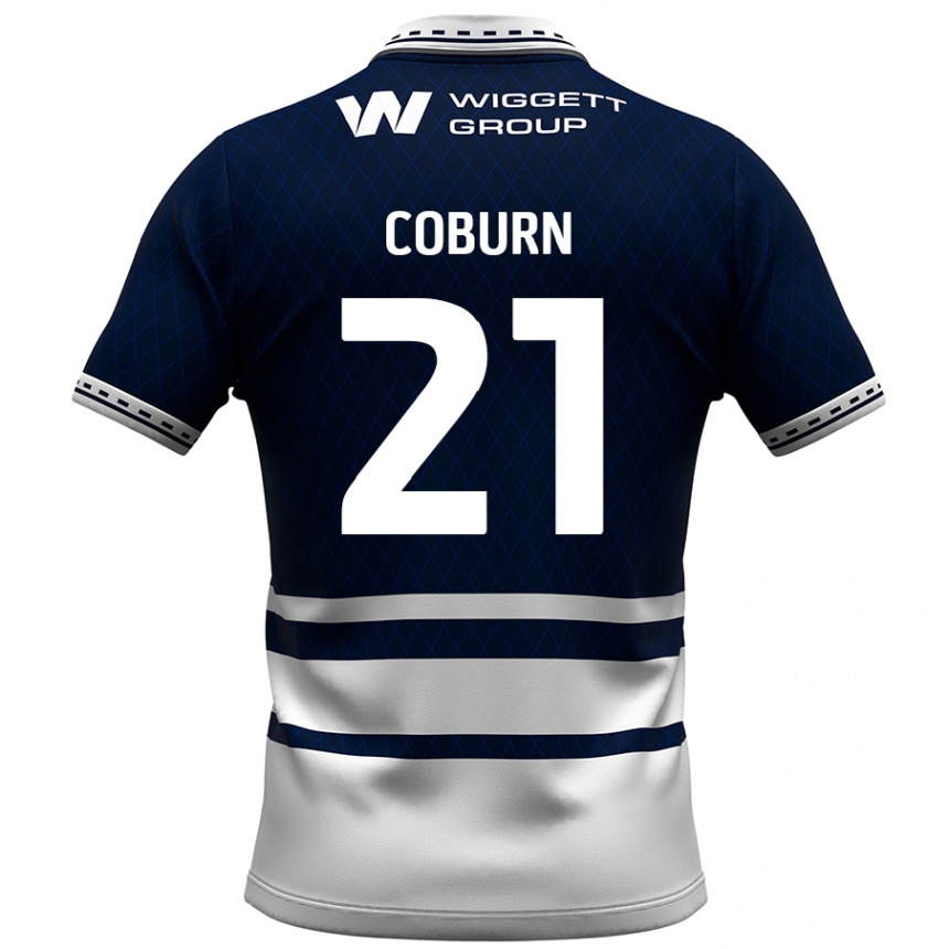 Niño Fútbol Camiseta Josh Coburn #21 Azul Marino Blanco 1ª Equipación 2024/25