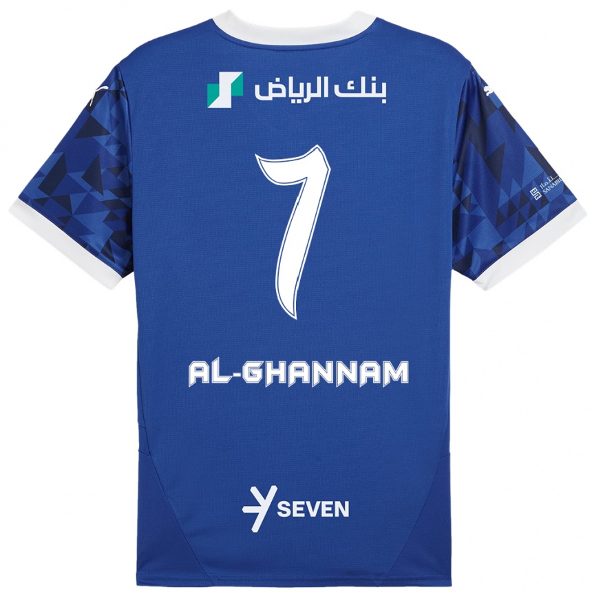 Niño Fútbol Camiseta Khalid Al-Ghannam #7 Azul Oscuro Blanco 1ª Equipación 2024/25