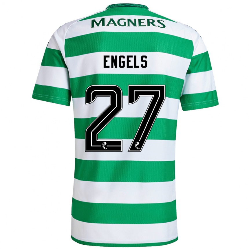 Niño Fútbol Camiseta Arne Engels #27 Verde Blanco 1ª Equipación 2024/25