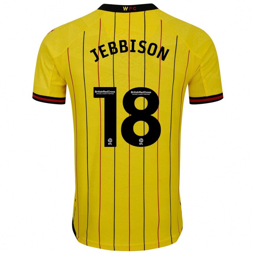 Niño Fútbol Camiseta Daniel Jebbison #18 Amarillo Negro 1ª Equipación 2024/25