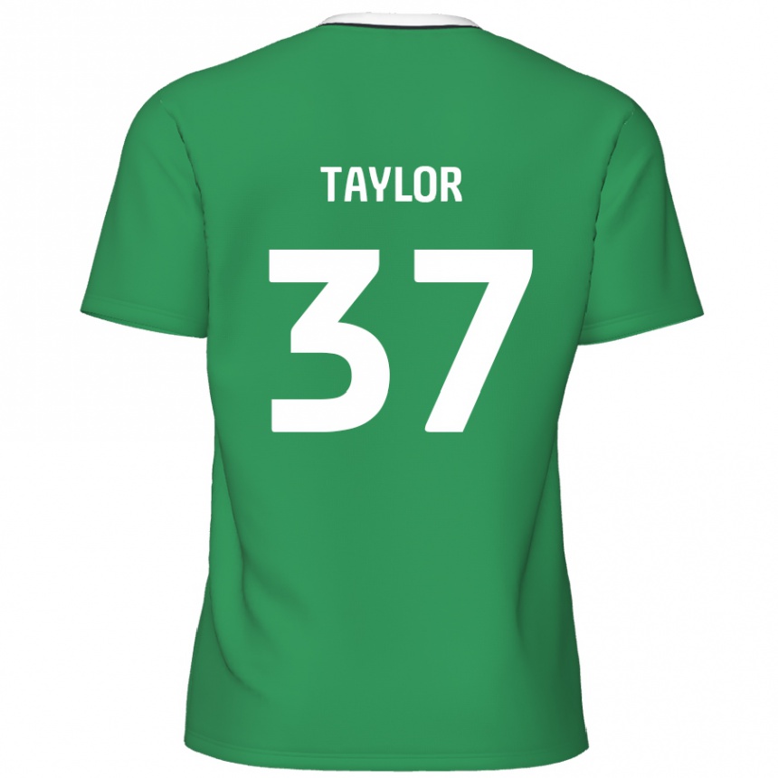 Niño Fútbol Camiseta Caleb Taylor #37 Verde Rayas Blancas 2ª Equipación 2024/25