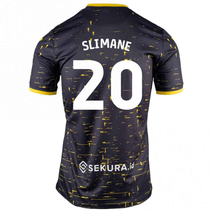 Niño Fútbol Camiseta Anis Slimane #20 Negro Amarillo 2ª Equipación 2024/25