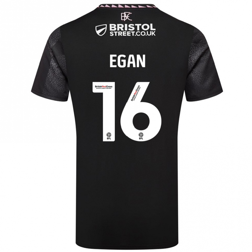 Niño Fútbol Camiseta John Egan #16 Negro 2ª Equipación 2024/25