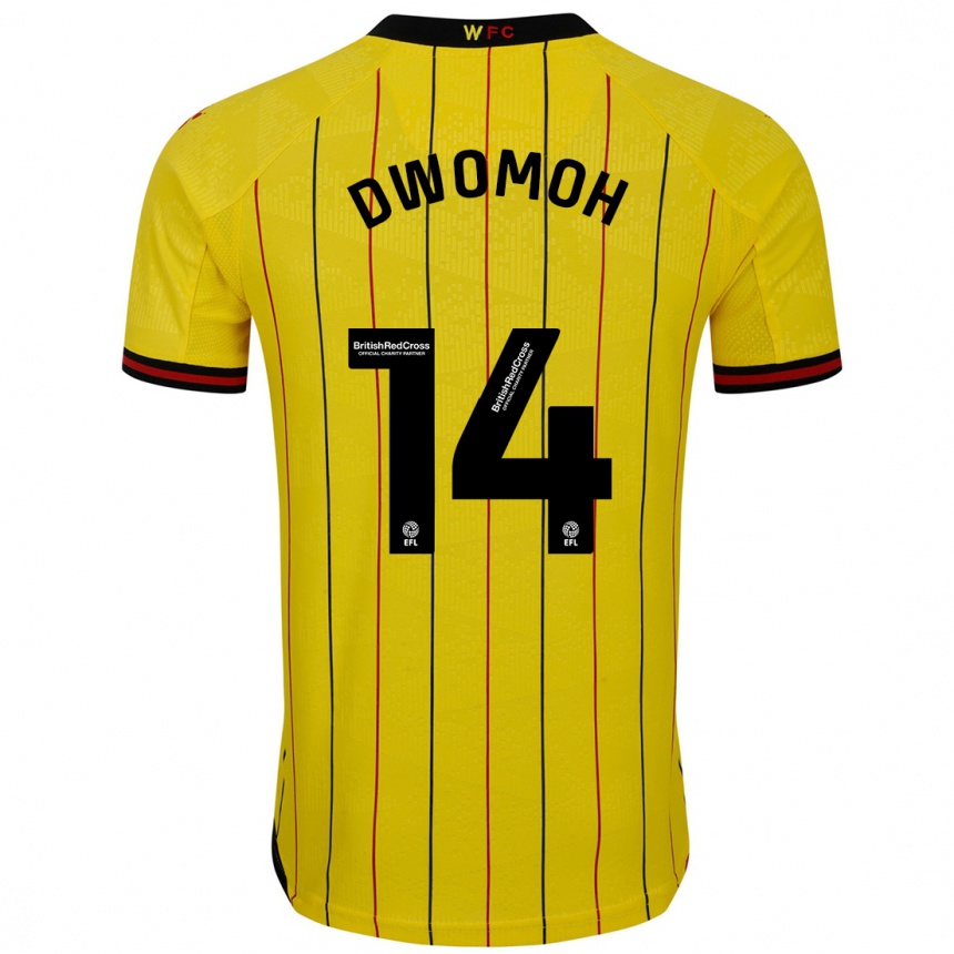 Niño Fútbol Camiseta Pierre Dwomoh #14 Amarillo Negro 1ª Equipación 2024/25