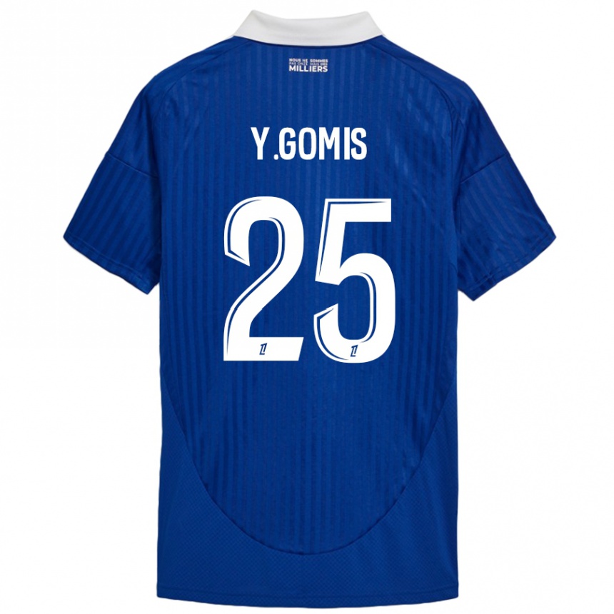 Niño Fútbol Camiseta Yoni Gomis #25 Azul Blanco 1ª Equipación 2024/25