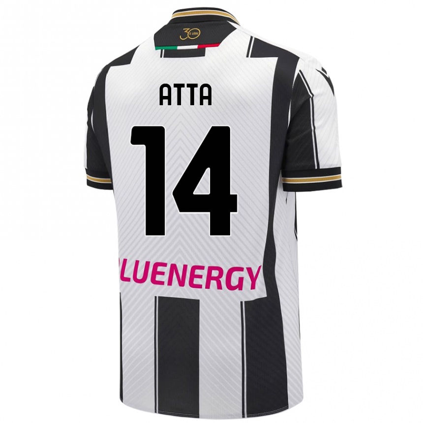 Niño Fútbol Camiseta Arthur Atta #14 Blanco Negro 1ª Equipación 2024/25