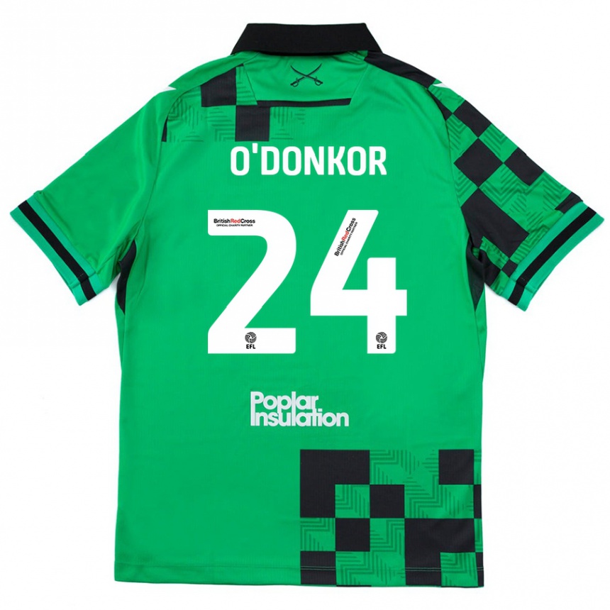 Niño Fútbol Camiseta Gatlin O'donkor #24 Verde Negro 2ª Equipación 2024/25