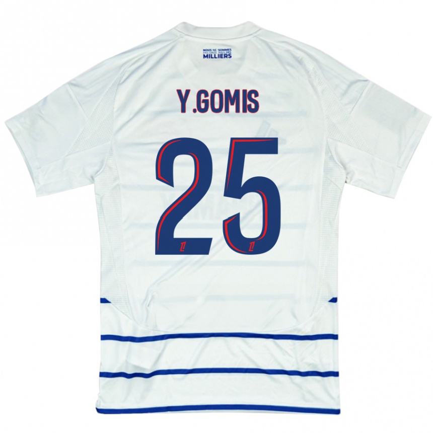 Niño Fútbol Camiseta Yoni Gomis #25 Blanco Azul 2ª Equipación 2024/25