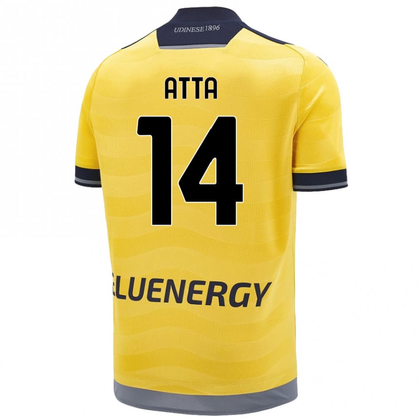 Niño Fútbol Camiseta Arthur Atta #14 Dorado 2ª Equipación 2024/25