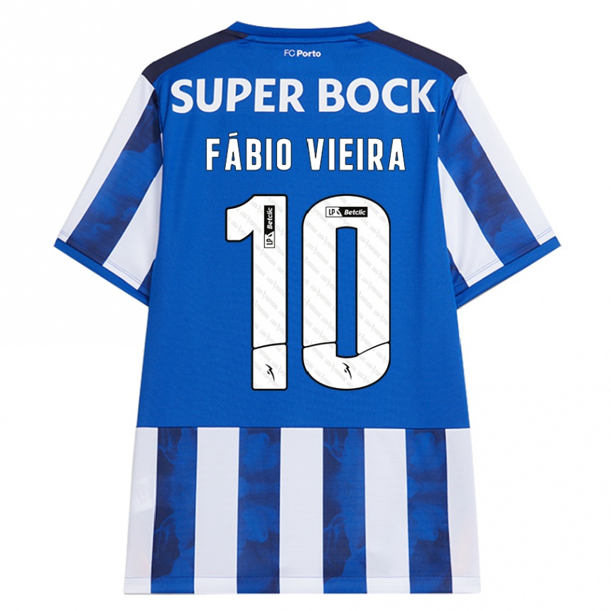 Hombre Fútbol Camiseta Fabio Vieira #10 Azul Blanco 1ª Equipación 2024/25